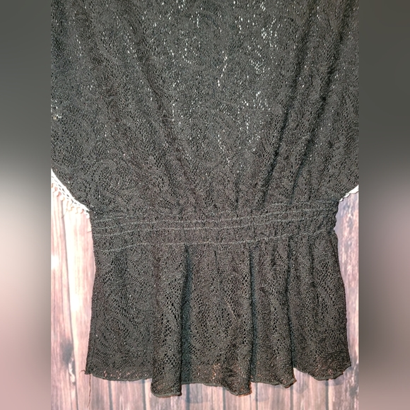 Minime - Size Small - Sheer Black Lace Top with Crochet/Bead Detailing - EUC - Picture 9 of 10